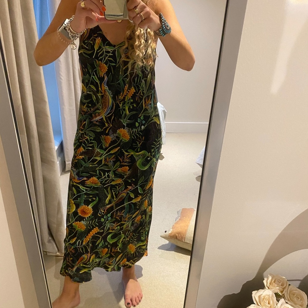 Dodo Bar Or Silk Jungle Print Slip Dress Sz M/L